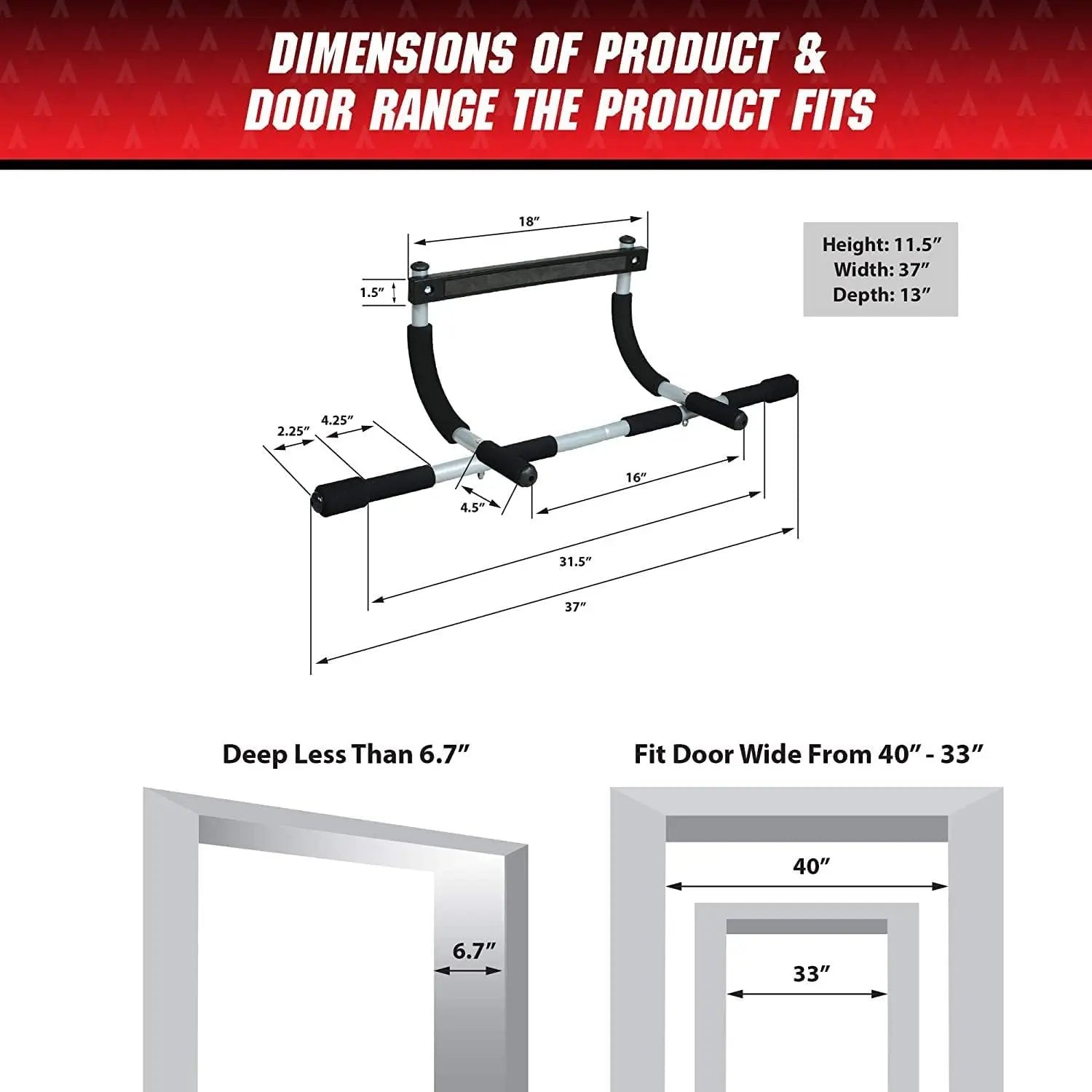 Prime Gear Heavy-Duty Doorway Pull-Up Bar